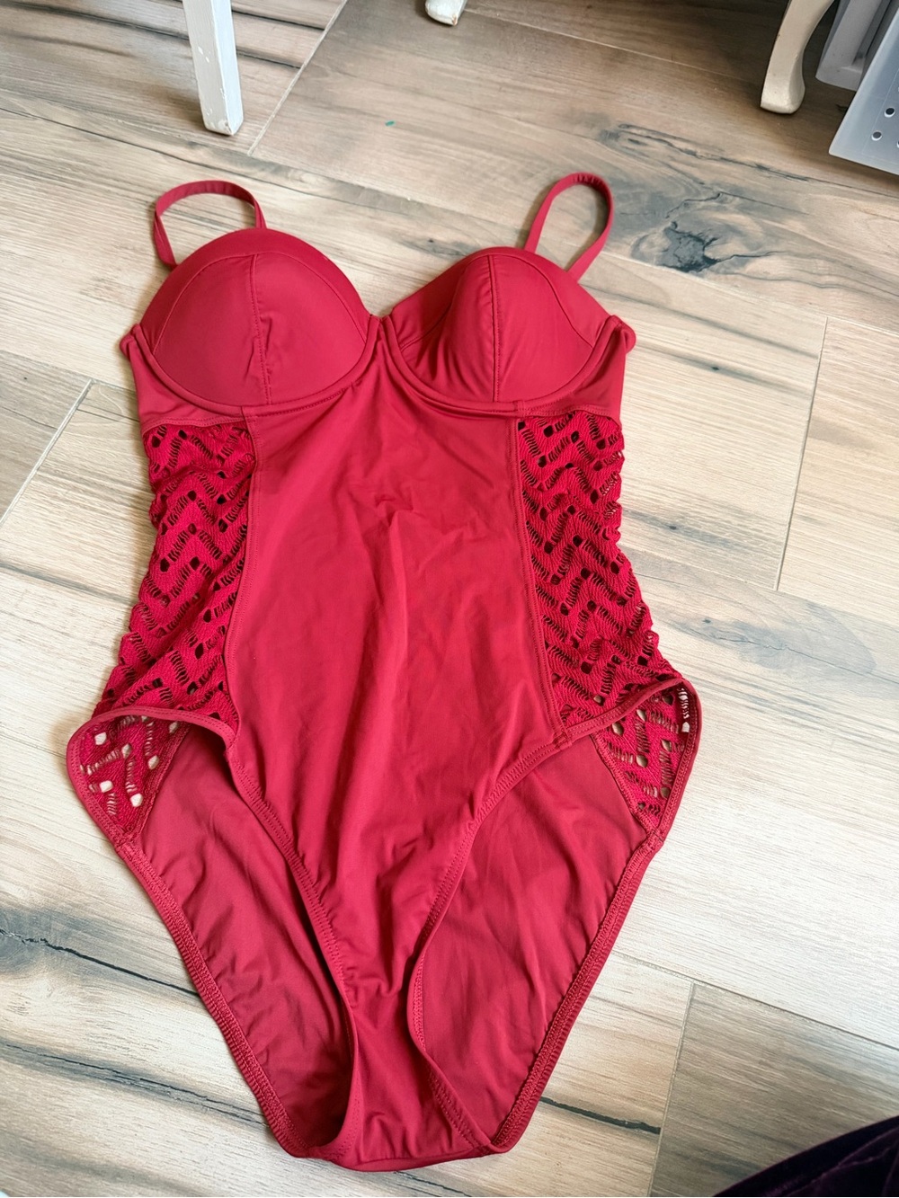 Red Lace-Accent One-Piece Swimsuit from Nordstrom